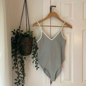 FOREVER 21 Slate Blue Bodysuit with White Trim | Size S